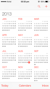 iOS 7 Calendar Year-View