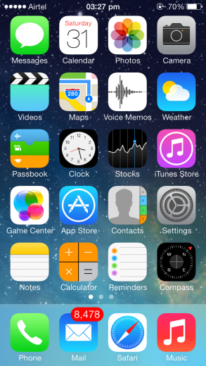iOS 7 with all new native iOS 7 icons